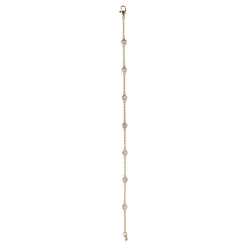 0.50 CARAT NATURAL DIAMOND BEZEL BRACELET G SI 14K GOLD 7” 7 STONES
