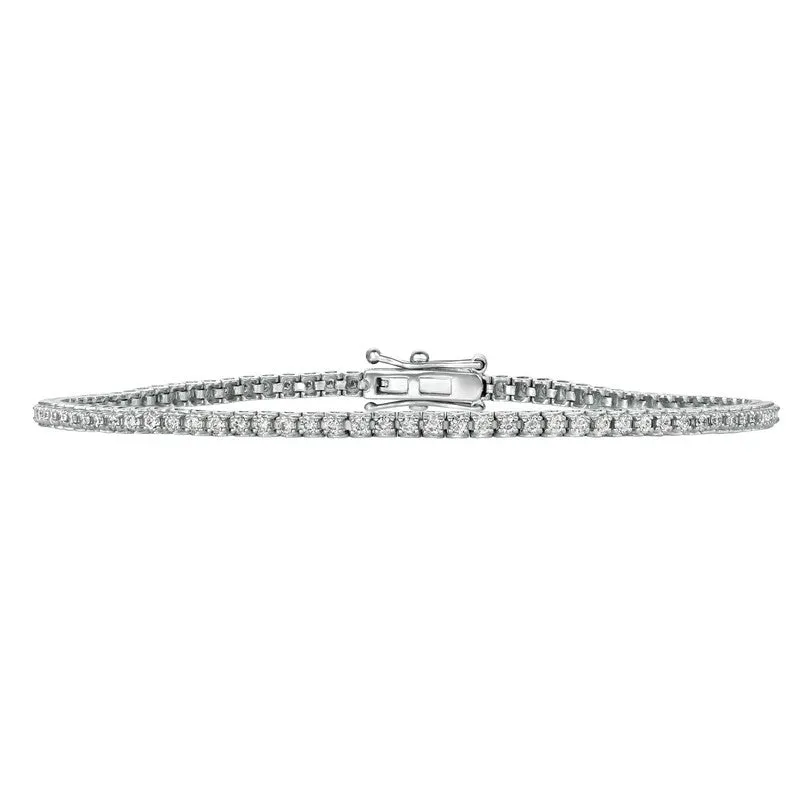 0.79 Carat Natural Diamond Tennis Bracelet G SI 14K White Gold 5.5''