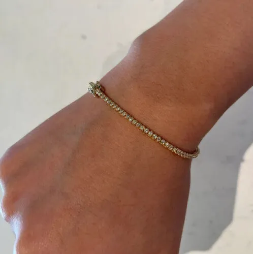 1.00 CARAT NATURAL DIAMOND TENNIS BRACELET G SI 14K GOLD 7” 92 DIAMONDS
