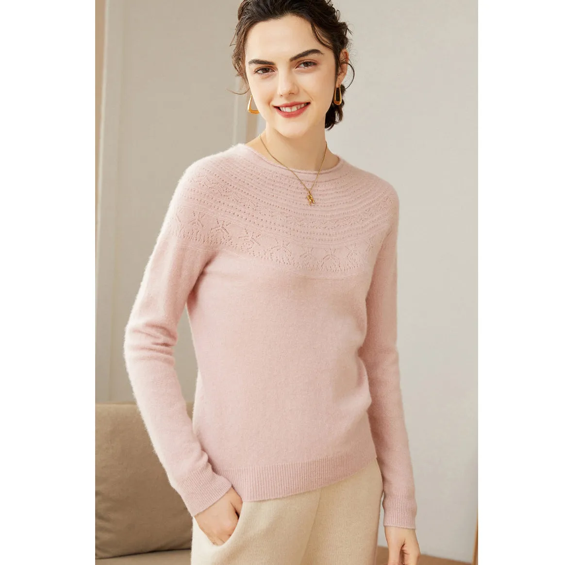 100% Pure Women Cashmere Sweater Long Sleeve Pullover Cashmere Sweater