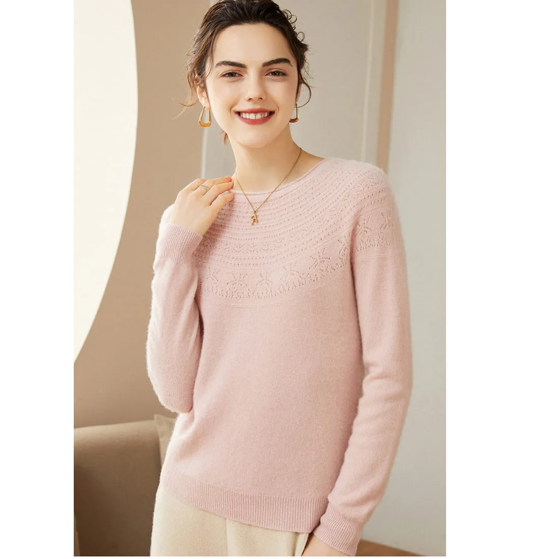 100% Pure Women Cashmere Sweater Long Sleeve Pullover Cashmere Sweater
