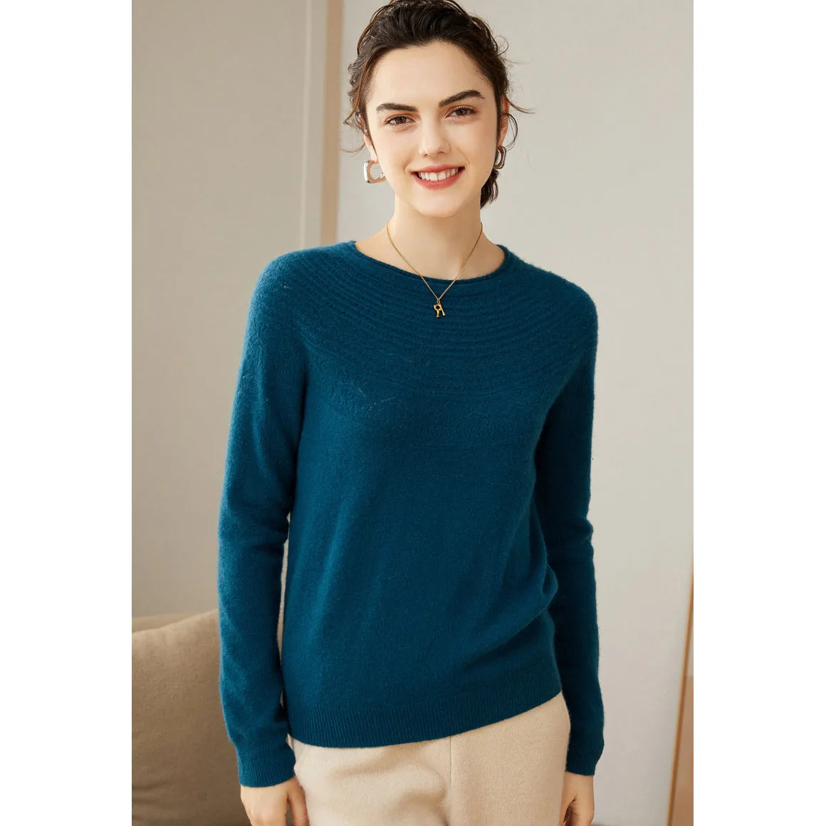 100% Pure Women Cashmere Sweater Long Sleeve Pullover Cashmere Sweater