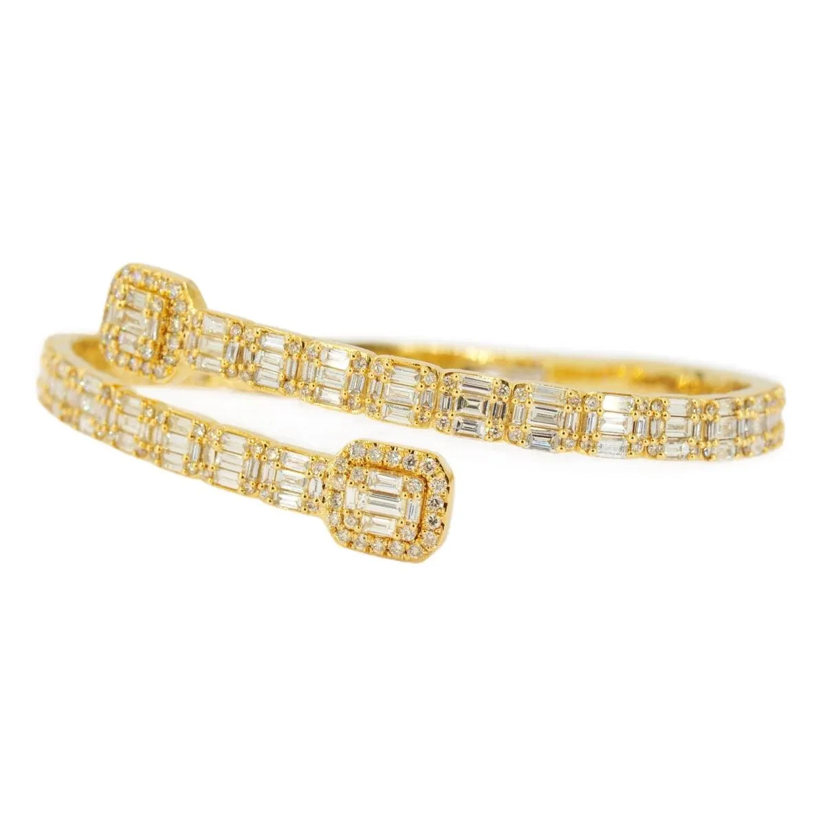 10k Gold 8.15ctw Baguette & Round Cut Diamond Baller Medium Bangle - Unisex