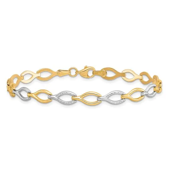 10K Yellow and White Gold Diamond Cut Bracelet