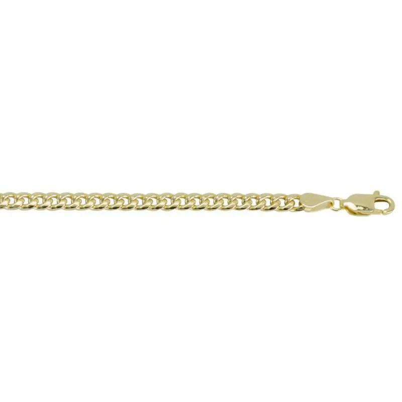 10K Yellow Gold (4.4mm) Hollow Curb Bracelet 8.5"