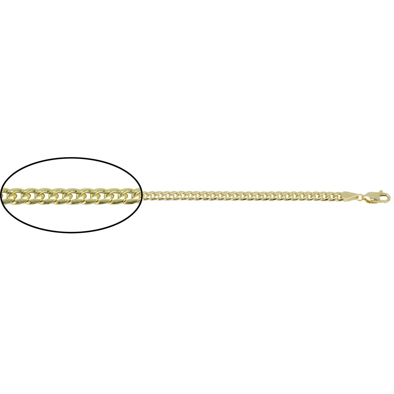 10K Yellow Gold (4.4mm) Hollow Curb Bracelet 8.5"