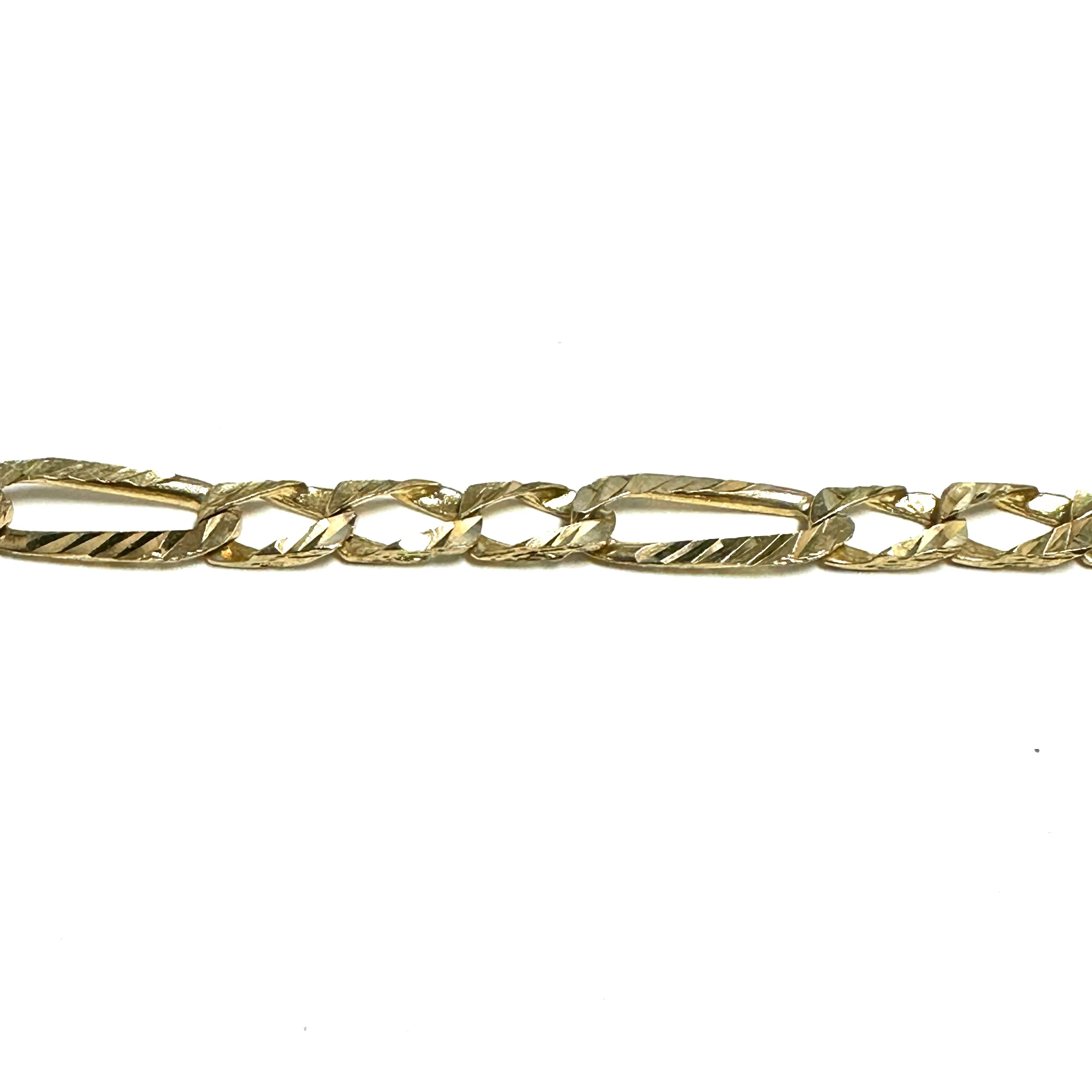 10K Yellow Gold (7mm) Handmade DC Figaro Bracelet 8.5"