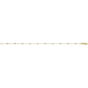 10K (Yellow, White or Rose) Gold Diamond Cut Oval Bead Station Bracelet Yellow