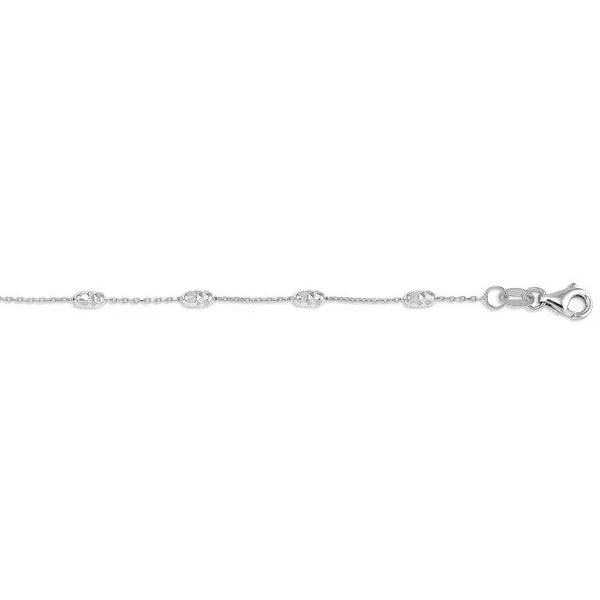 10K (Yellow, White or Rose) Gold Diamond Cut Oval Bead Station Bracelet Yellow