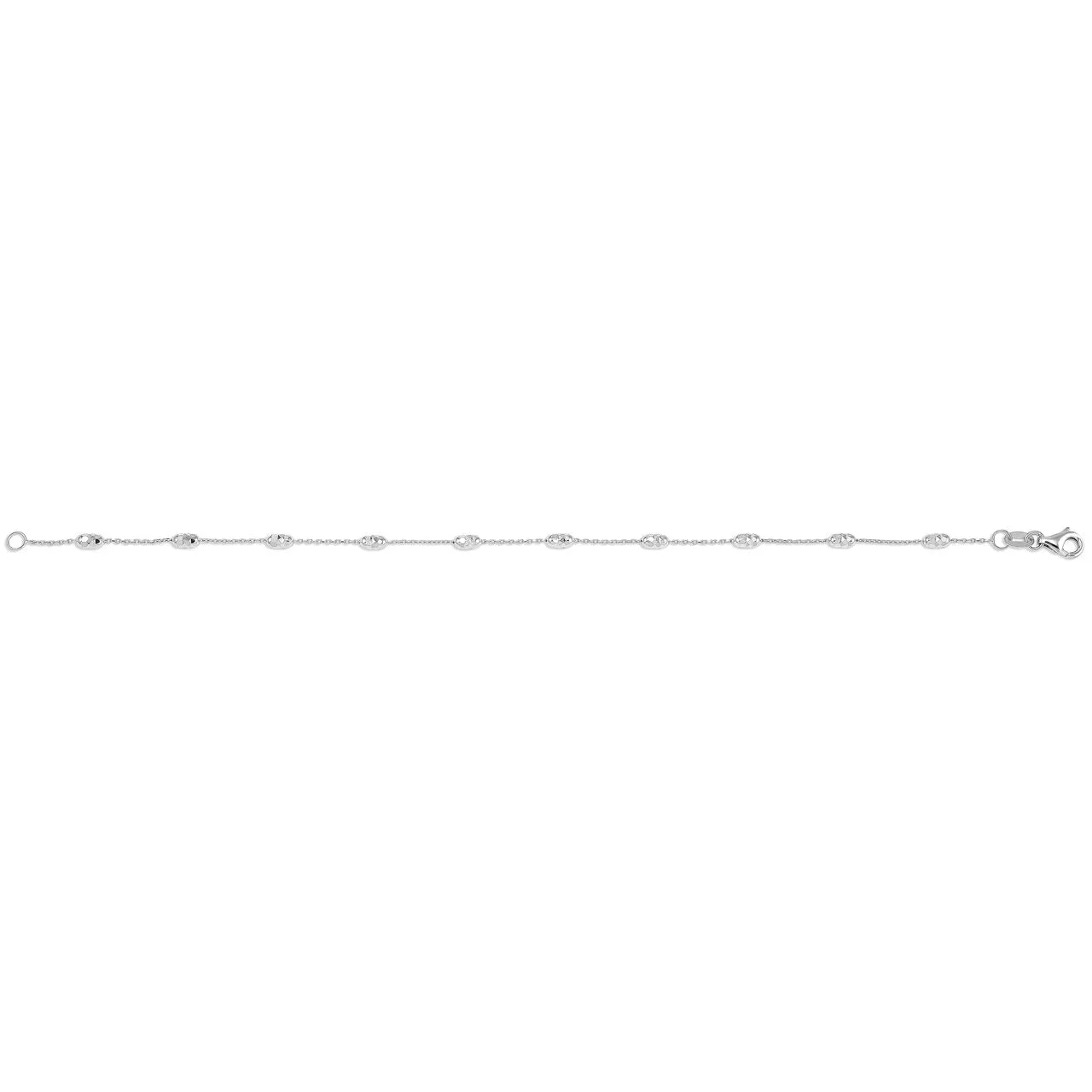 10K (Yellow, White or Rose) Gold Diamond Cut Oval Bead Station Bracelet Yellow