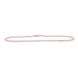 10kt Rose Gold Womens Round Diamond Tennis Bracelet 1-1/5 Cttw