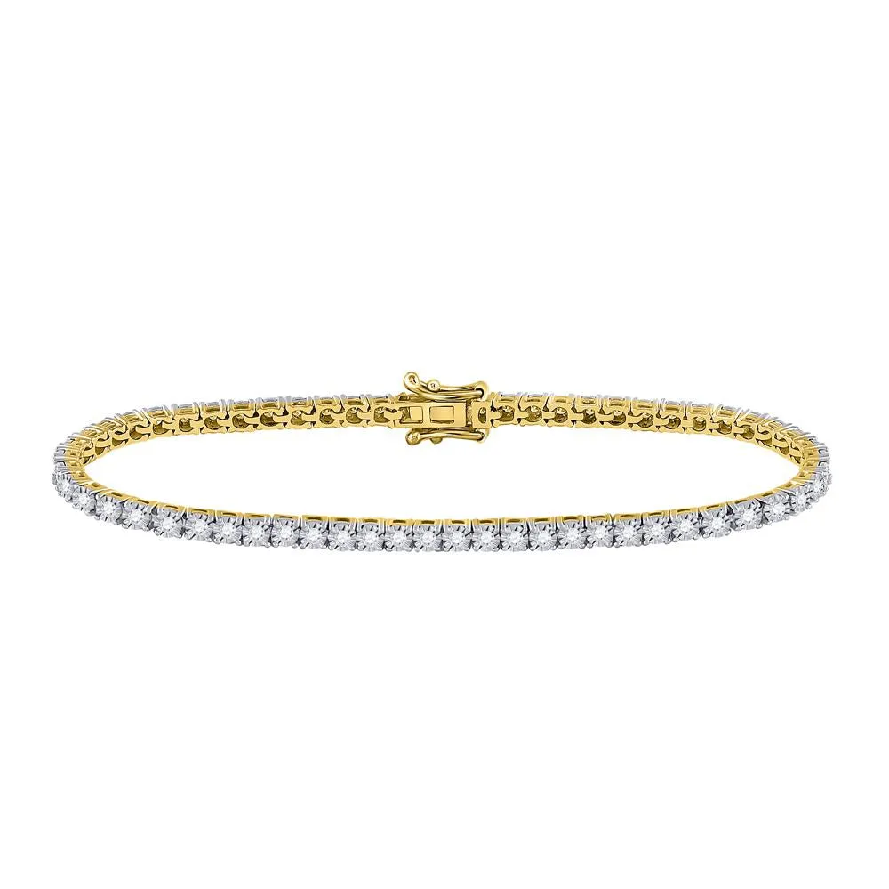 10kt Yellow Gold Womens Round Diamond Classic Tennis Bracelet 1 Cttw