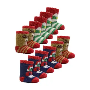 12 Pack Baby Girl & Boy Novelty Christmas Patterned Socks (3 Sizes)