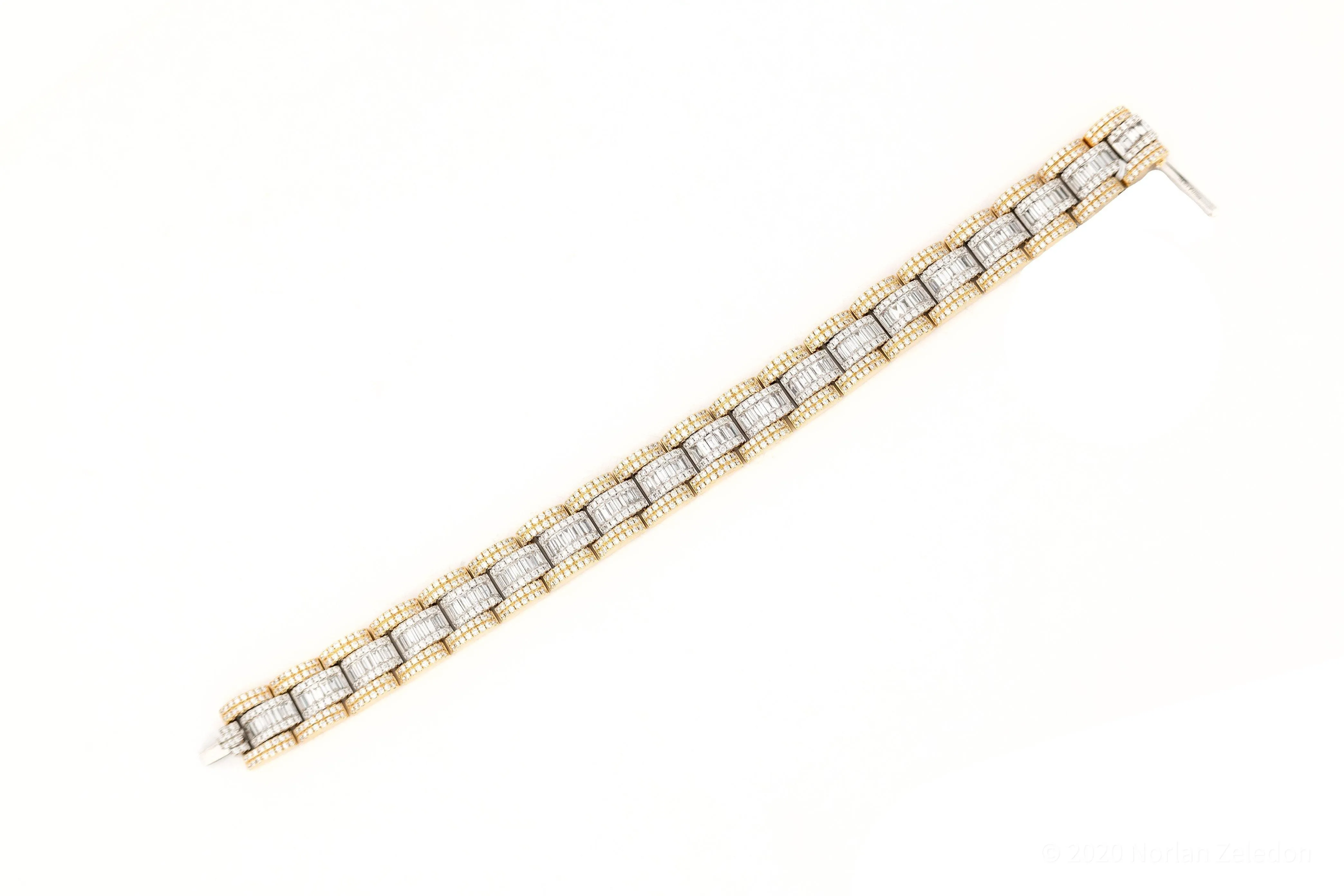 12.8mm Gold Baguette Bracelet