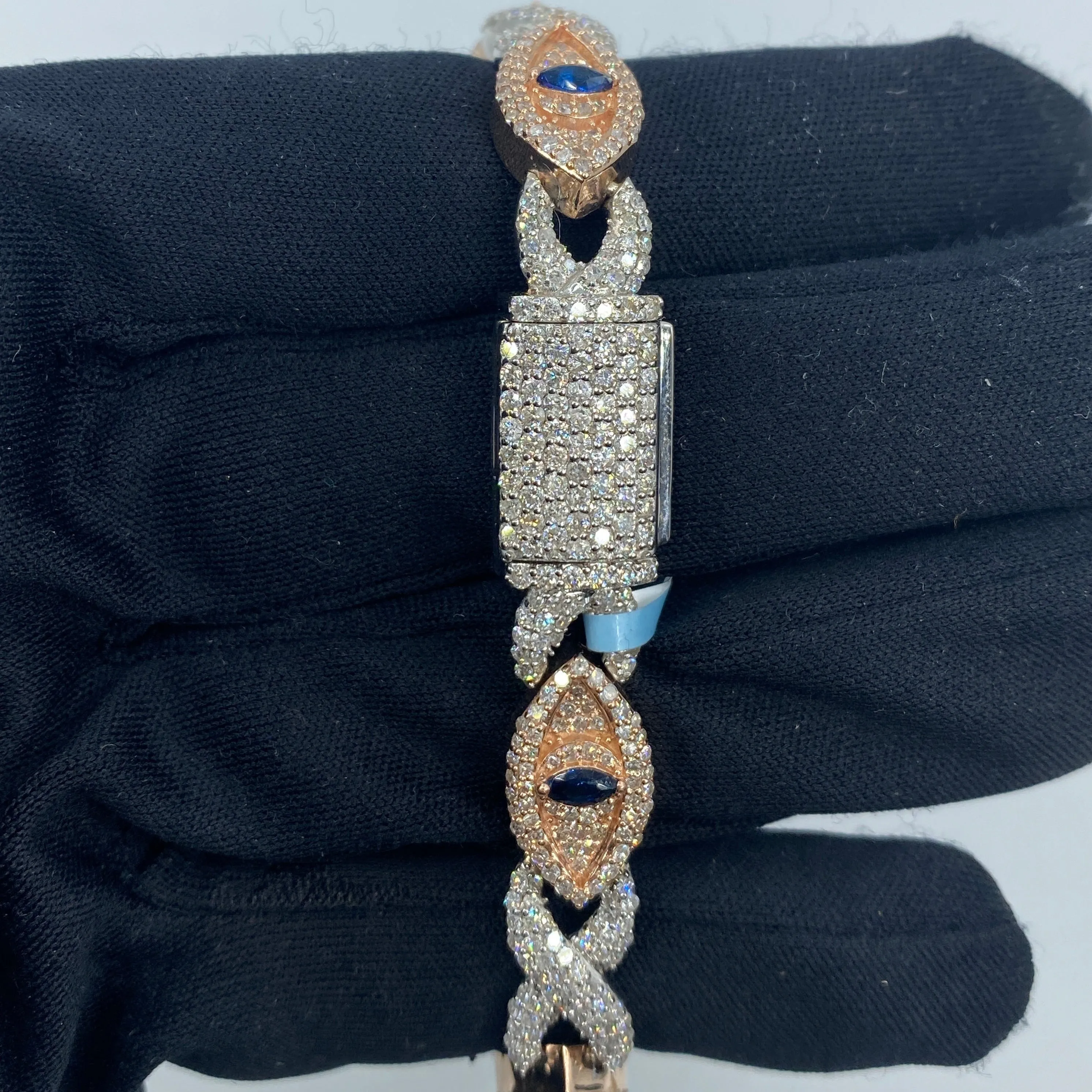 14K Diamond Evil Eye Bracelet 8"