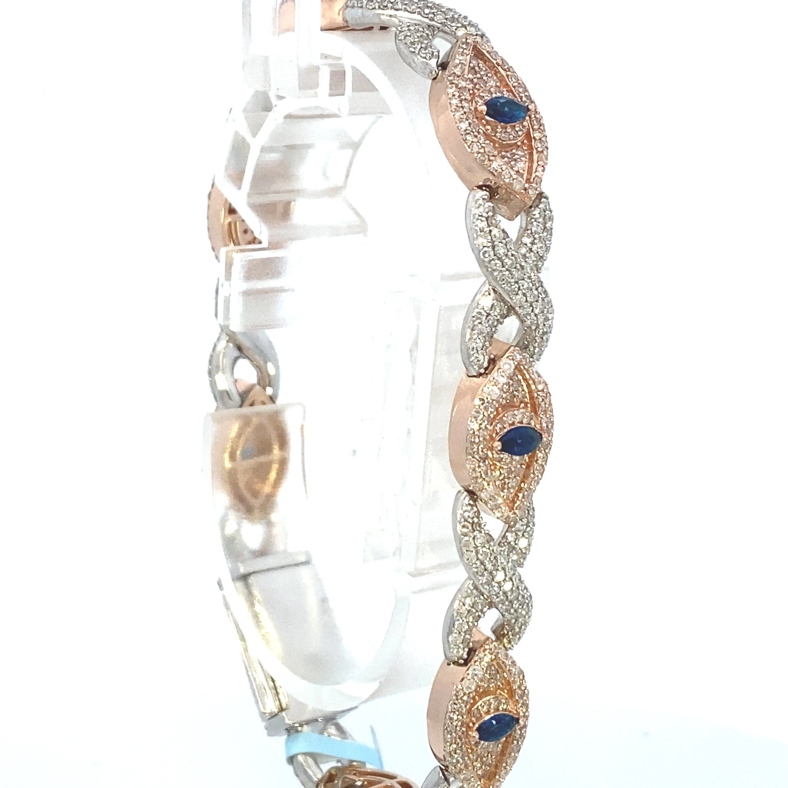 14K Diamond Evil Eye Bracelet 8"