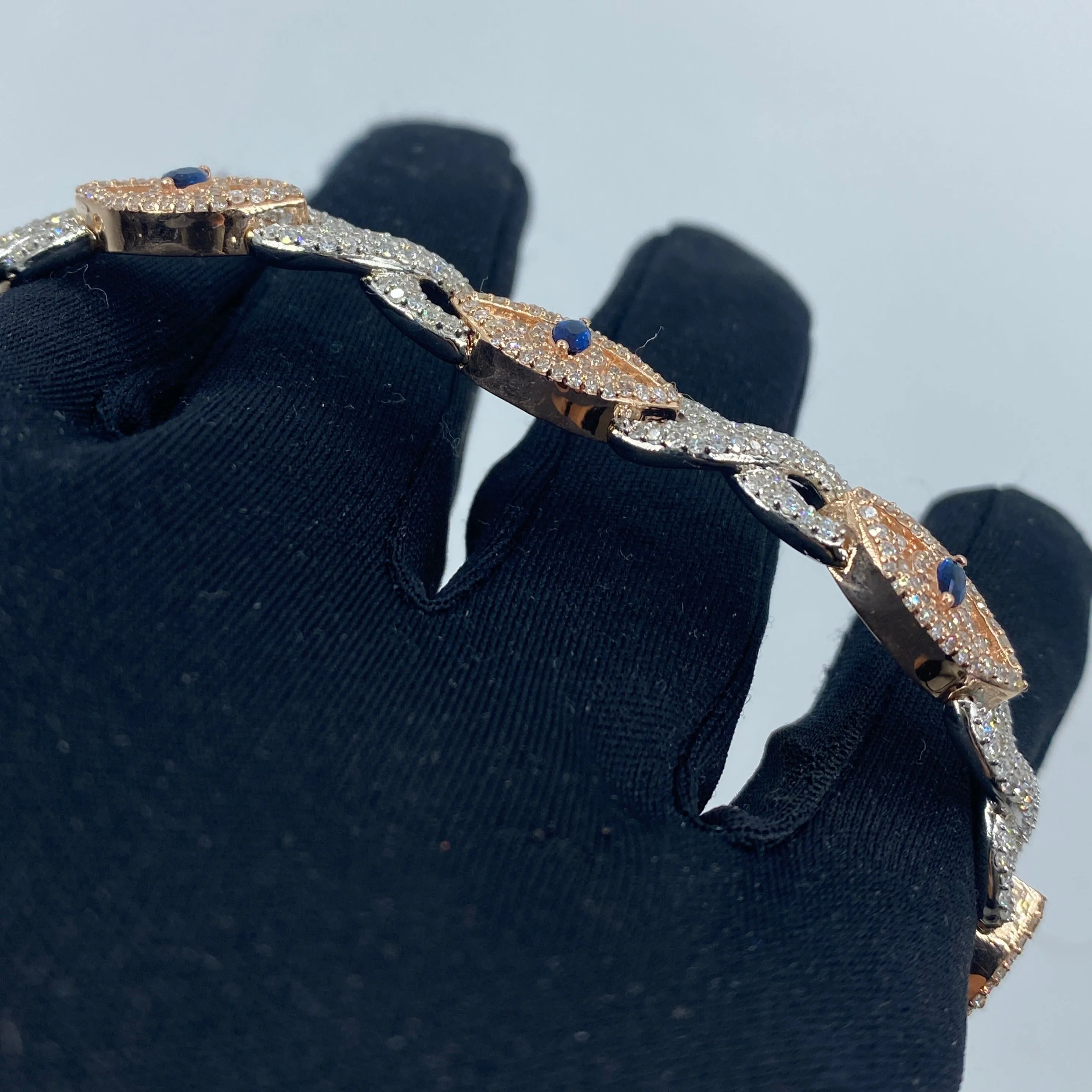14K Diamond Evil Eye Bracelet 8"