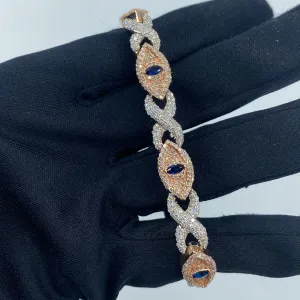 14K Diamond Evil Eye Bracelet 8"