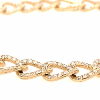 14K Diamond Link Bracelet Yellow Gold