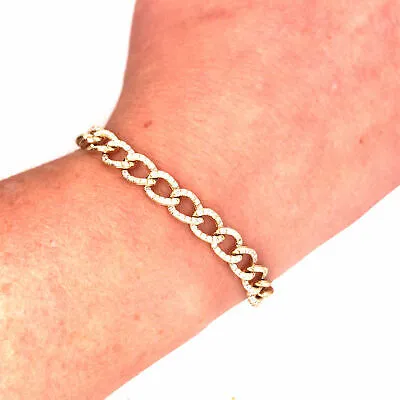 14K Diamond Link Bracelet Yellow Gold