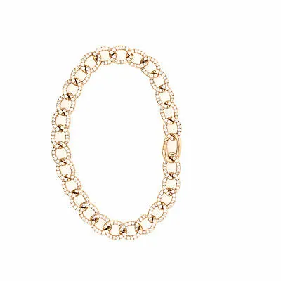 14K Diamond Link Bracelet Yellow Gold