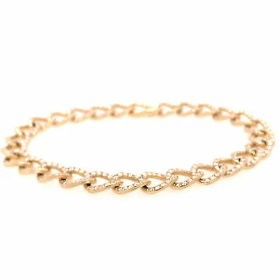 14K Diamond Link Bracelet Yellow Gold