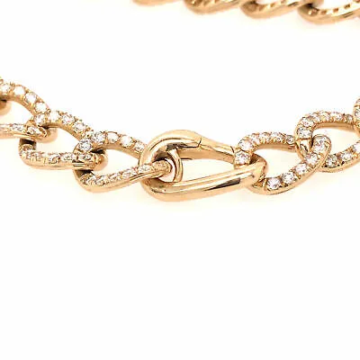 14K Diamond Link Bracelet Yellow Gold