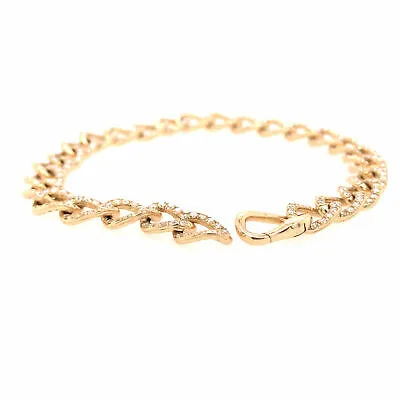 14K Diamond Link Bracelet Yellow Gold