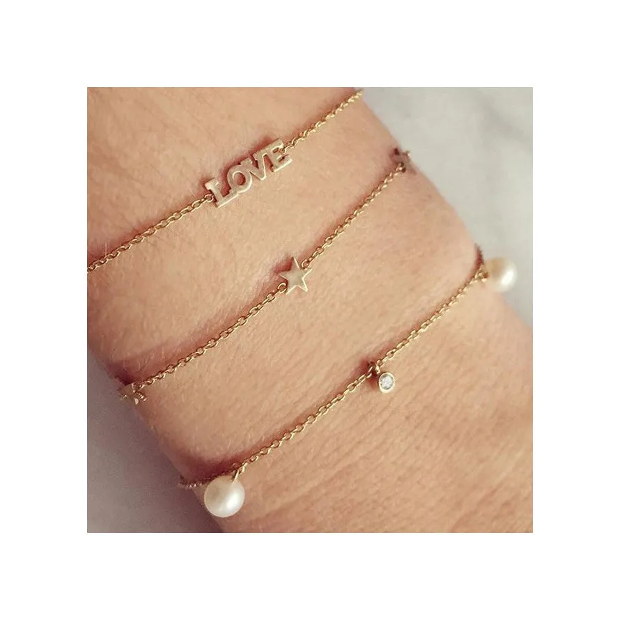 14k Pearl & Diamond Charm Bracelet