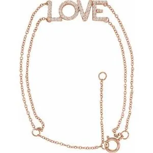14K Rose 1/4 Diamond Love 5-7" Bracelet