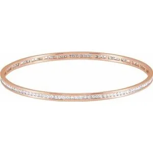 14K Rose 2 1/4 CTW Diamond Stackable Bangle 8" Bracelet