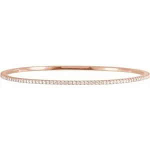 14K Rose 2 CTW Diamond Stackable Bangle 8" Bracelet