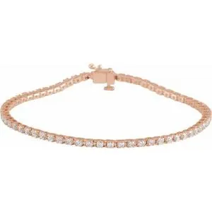 14K Rose 2 CTW Natural Diamond Line 7 1/4" Bracelet