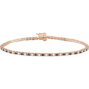 14K Rose Natural Blue Sapphire & 5/8 CTW Natural Diamond Line 7 1/4" Bracelet