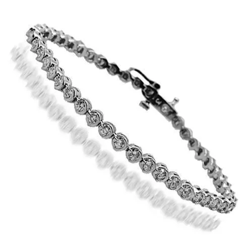 14K Solid White Gold Womens Diamond Tennis Bracelet 3.50 Ctw