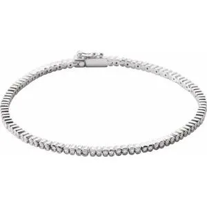 14K White 1 CTW Natural Diamond Line 7" Bracelet
