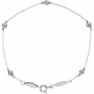 14K White 1/3 CTW Lab-Grown Diamond Bezel-Set Station 7" Bracelet