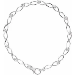 14K White 1/8 CTW Diamond 7" Link Bracelet