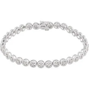 14k White Gold 1 CTW Diamond 7" Bracelet