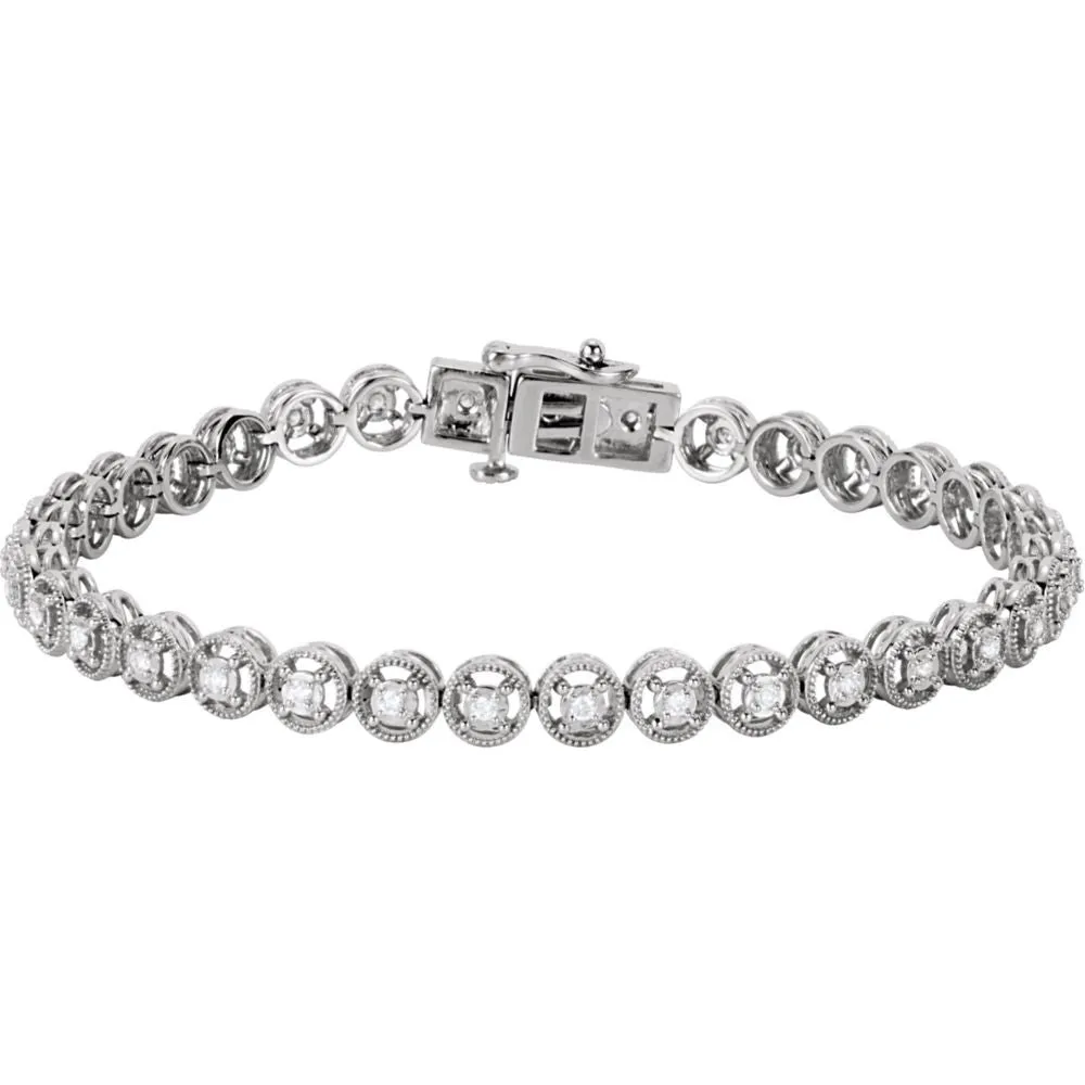 14k White Gold 1/2 CTW Diamond Line 7.25" Bracelet