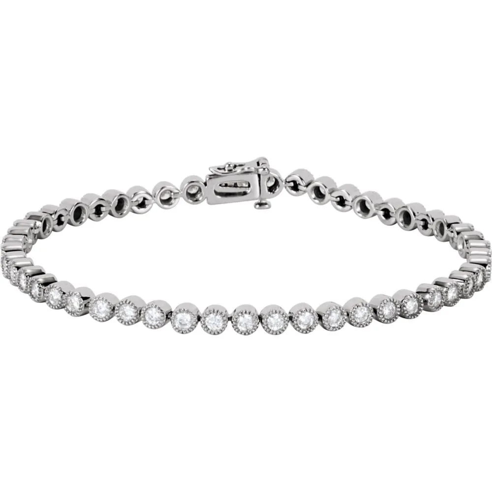 14k White Gold 2 CTW Diamond Line 7.25" Bracelet