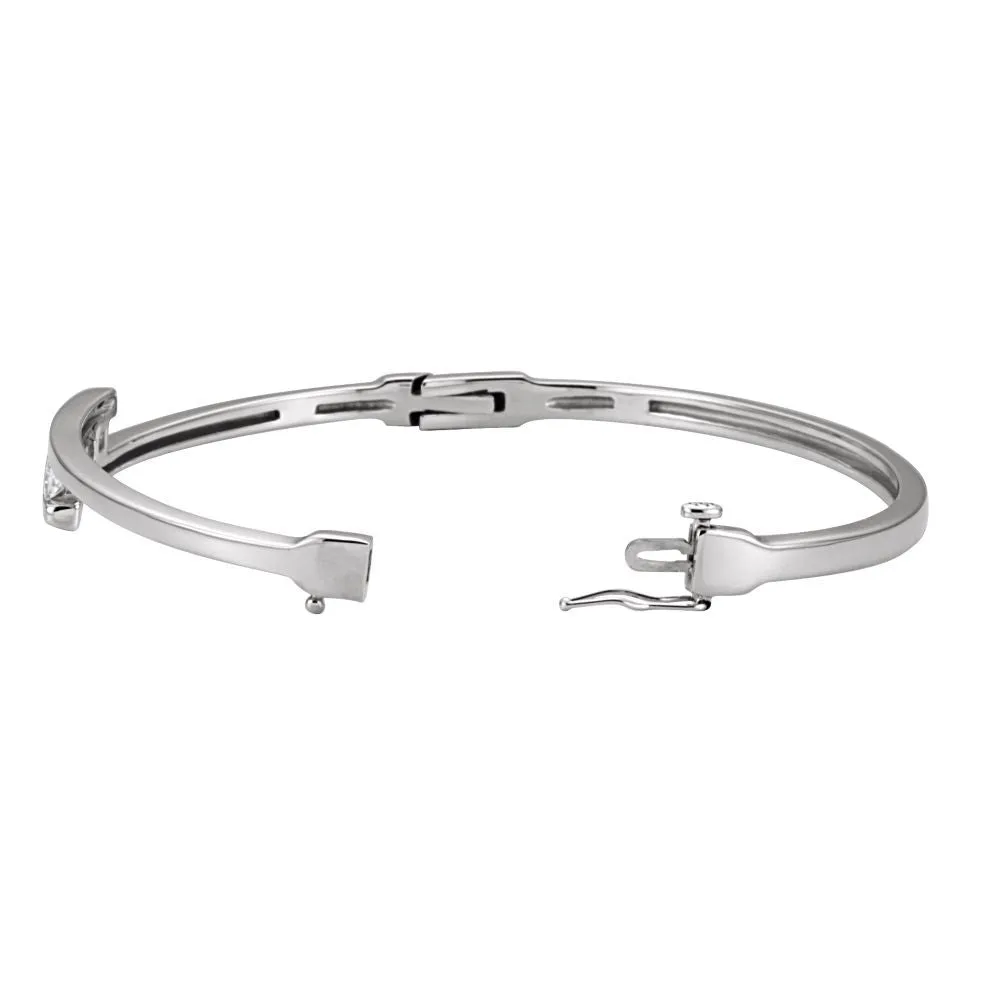 14k White Gold Diamond 3-Stone Bangle Bracelet