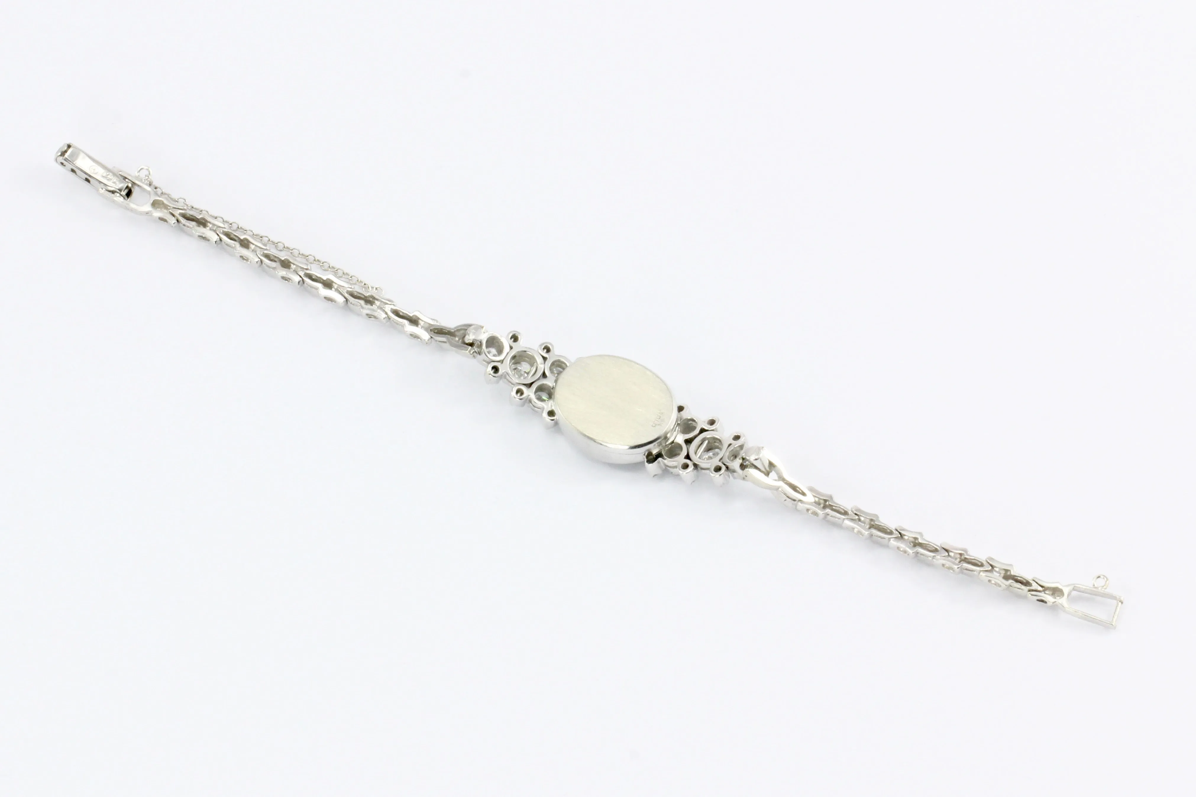 14K White Gold Diamond and Onyx Watch Conversion Bracelet