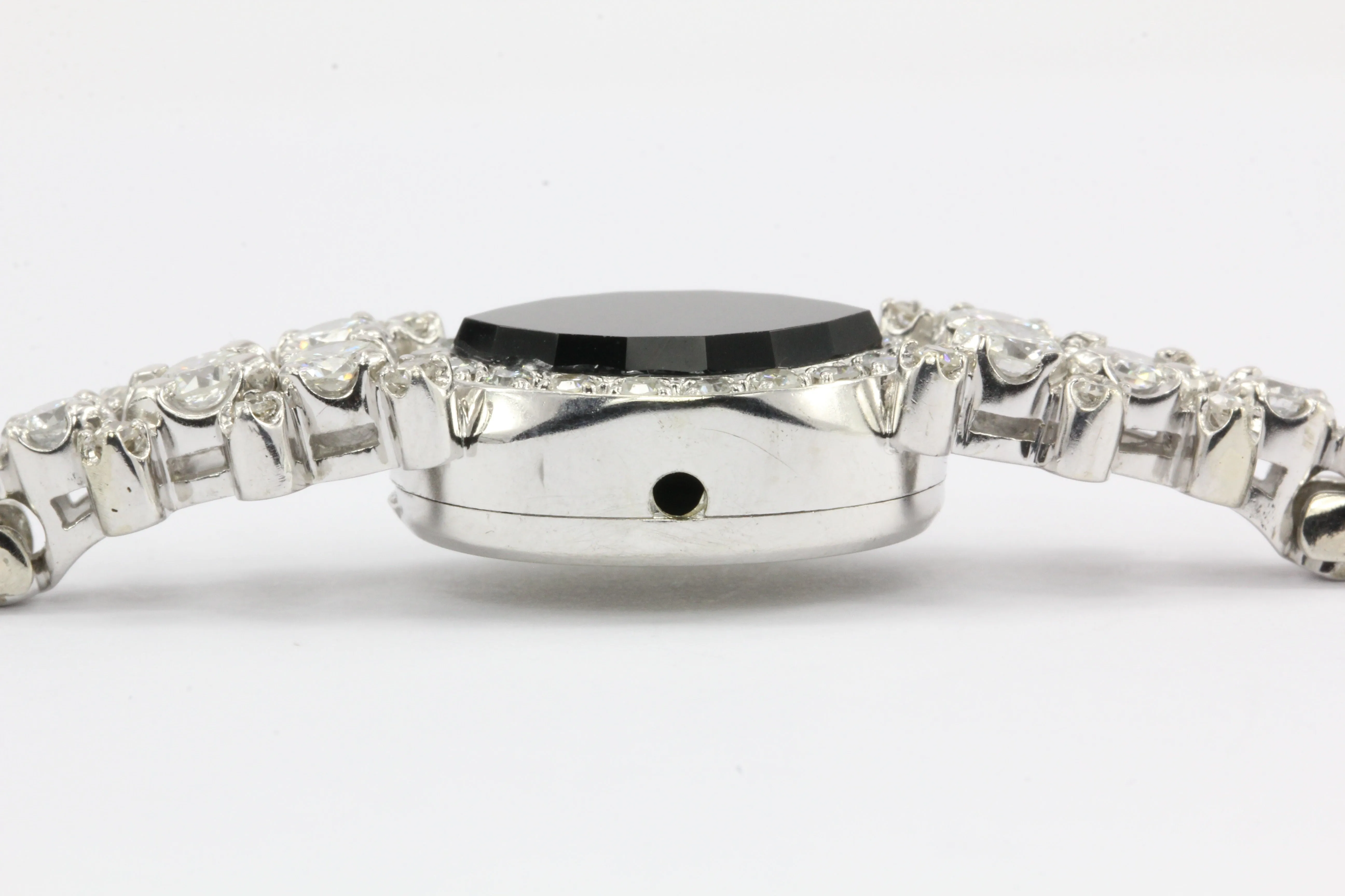 14K White Gold Diamond and Onyx Watch Conversion Bracelet