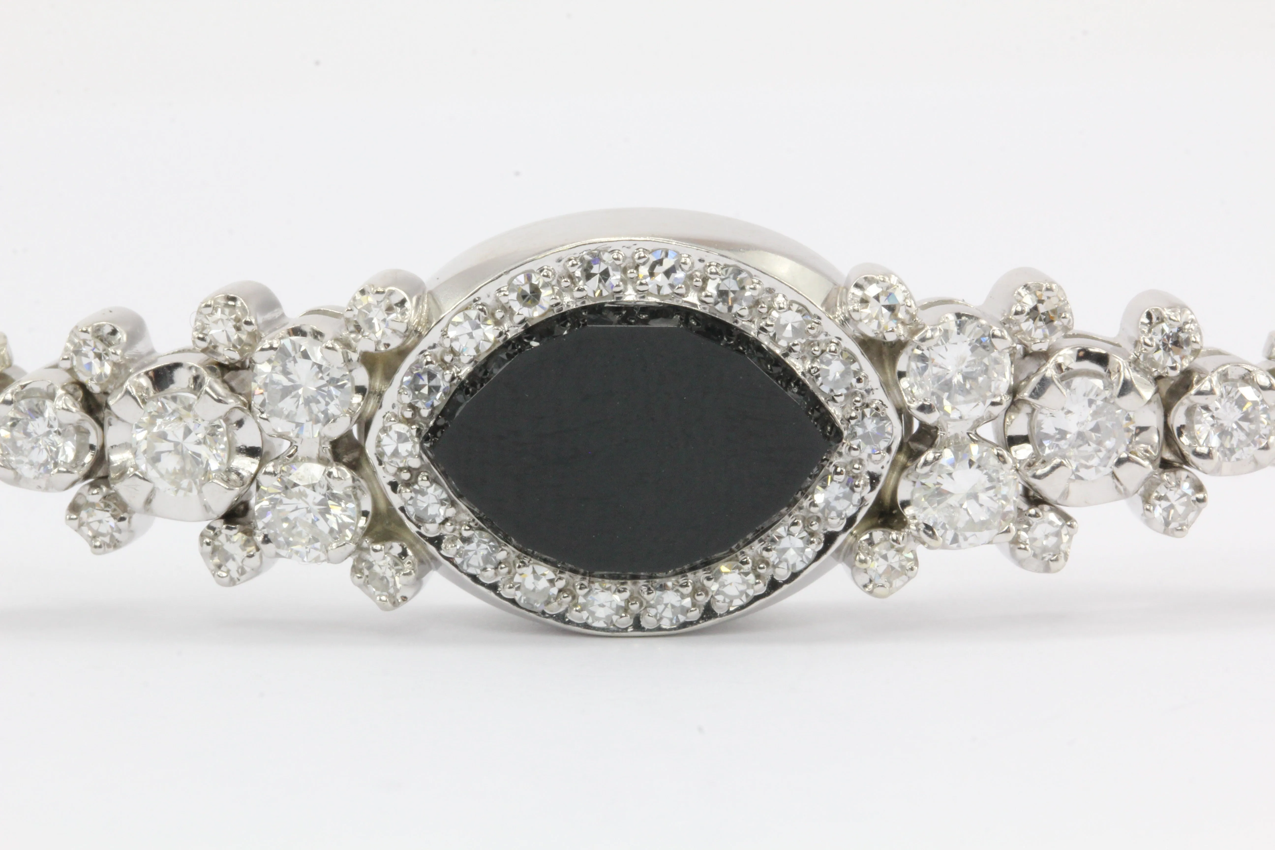 14K White Gold Diamond and Onyx Watch Conversion Bracelet