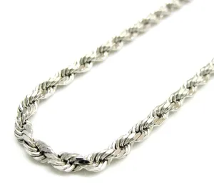 14K White Gold Men's 2MM Diamond Cut Ropes Chain