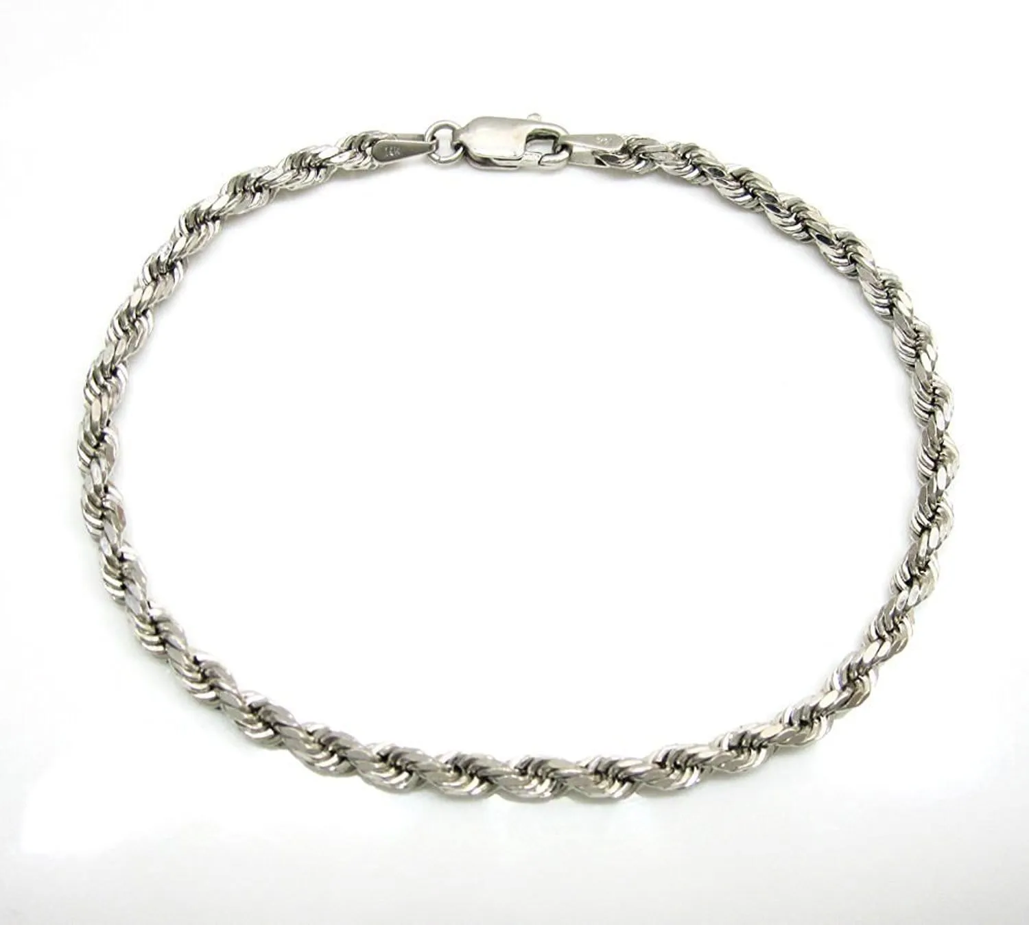 14K White Gold Men's 2MM Diamond Cut Ropes Chain