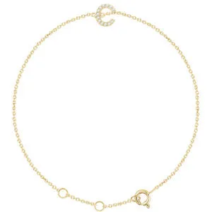 14K Yellow .04 CTW Diamond Initial C 6-7" Bracelet