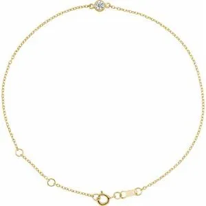 14K Yellow 1/10 CT Natural Diamond Bezel-Set Solitaire 6 1/2-7 1/2" Bracelet