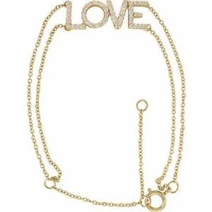 14K Yellow 1/4 Diamond Love 5-7" Bracelet